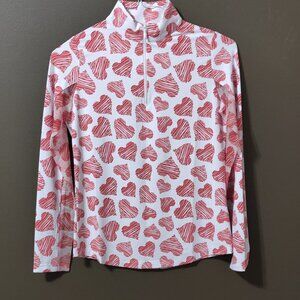 IBKUL Red Hearts Sun Shirt Long Sleeve SIZE XS